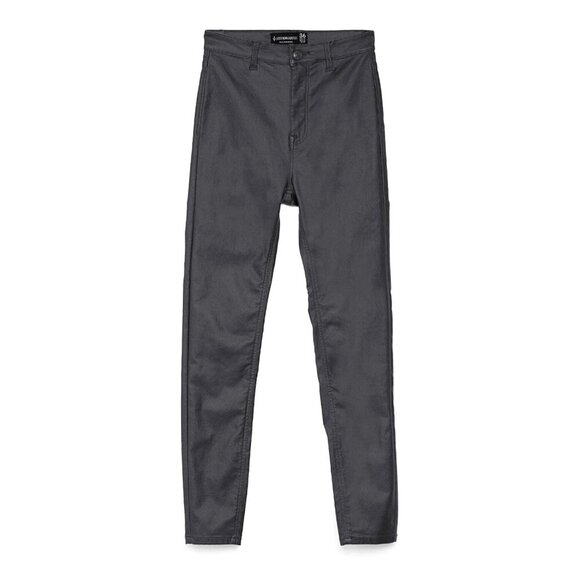 🆕Stradivarius Super High Waist Black Coated Skinny Ankle Crop Jeans Size 6 NWT - Picture 3 of 4